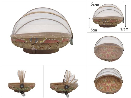 sd50757 dekoratif no1 otantik desenli tüllü naturel bambu sepet - 