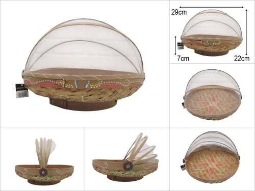 sd50758 dekoratif no2 otantik desenli tüllü naturel bambu sepet - 