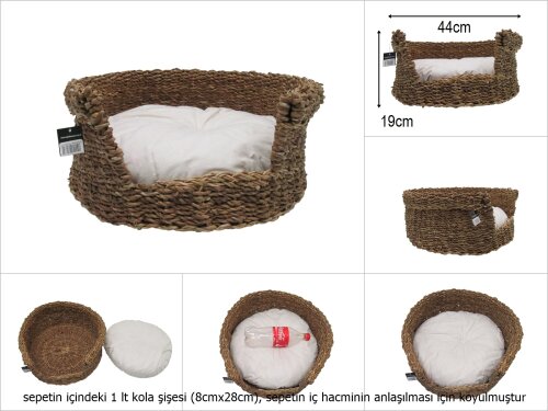 sd50773 minderli yuvarlak hasır kedi köpek sepeti - 