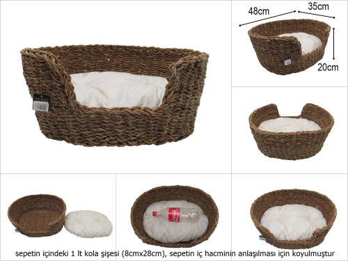 sd50774 minderli oval hasır kedi köpek sepeti - 