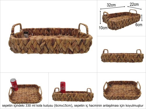 sd50783 no1 dikdörtgen yandan kulplu hasır sepet - 