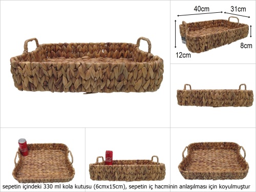 sd50785 no3 dikdörtgen yandan kulplu hasır sepet - 
