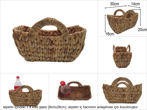 sd50796 dekoratif köşeli no1 kulplu derin hasır sepet - 