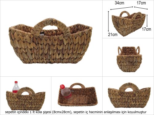 sd50797 dekoratif köşeli no2 kulplu derin hasır sepet - 
