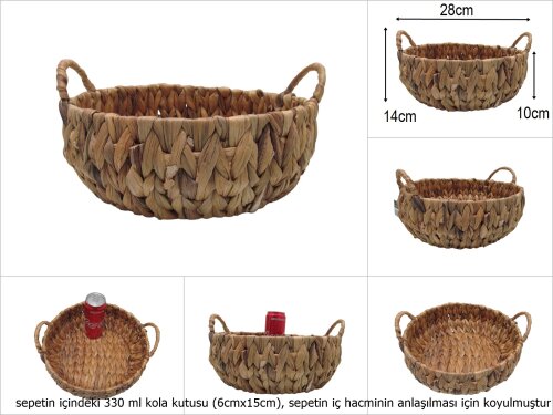 sd50815 no2 yuvarlak yandan saplı hasır sepet - 