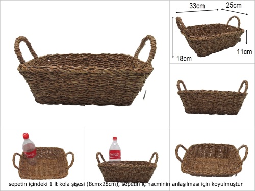 sd50817 dikdörtgen yandan kulplu hasır sepet - 
