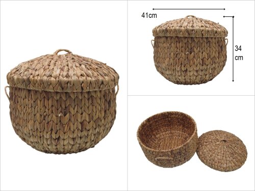 sd50828 no3 kapaklı bombeli hasır sepet - 