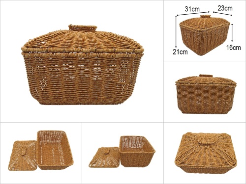 sd50856 metal iskeletli ,kapaklı pvc dikdörtgen sepet - 