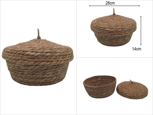 sd50858 no1 kapaklı yuvarlak hasır sepet - 