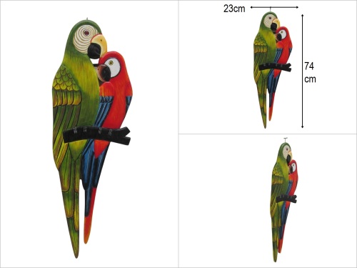 sd50881 ahşap 2 li papağan duvar panosu - 