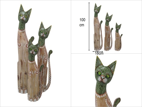 sd50882 ahşap 3 lü kedi - 