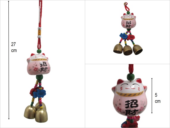 sd50911 pembe seramik şans kedisi rüzgar çanı - 1