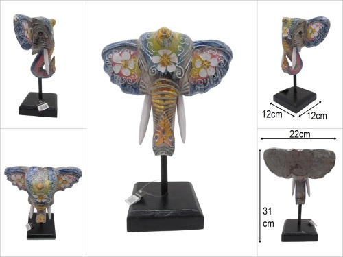 sd50928 ahşap fil kafası büst - 