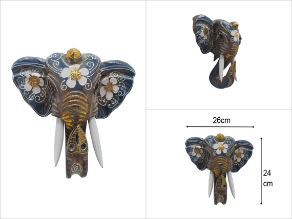 sd50929 ahşap fil kafası mask - 1