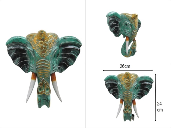 sd50930 ahşap fil kafası mask - 1