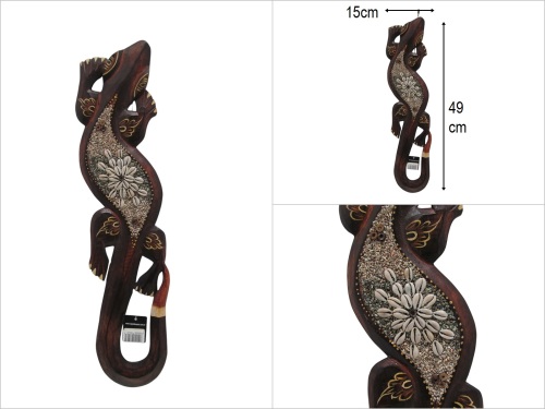 sd50932 deniz kabuklu ahşap kertenkele duvar aksesuarı - 