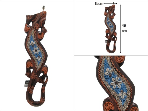 sd50933 deniz kabuklu ahşap kertenkele duvar aksesuarı - 