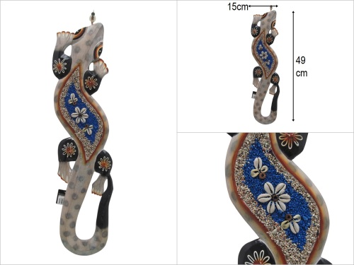 sd50934 deniz kabuklu ahşap kertenkele duvar aksesuarı - 