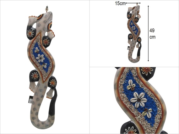 sd50934 deniz kabuklu ahşap kertenkele duvar aksesuarı - 1