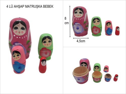 sd50935 ahşap 4 lü matruşka bebek - 