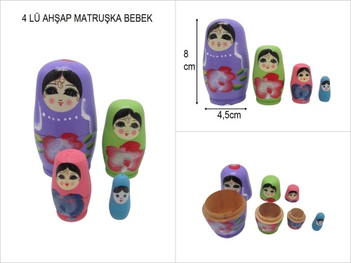sd50936 ahşap 4 lü matruşka bebek - 