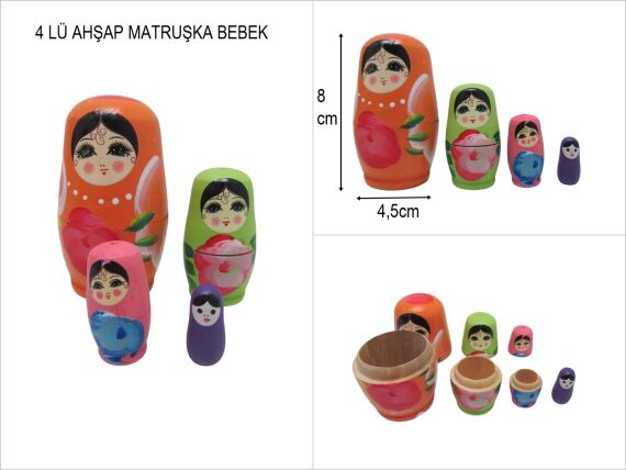 sd50938 ahşap 4 lü matruşka bebek - 1