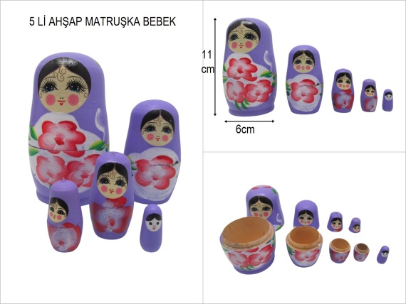 sd50942 ahşap 5 li matruşka bebek - 1