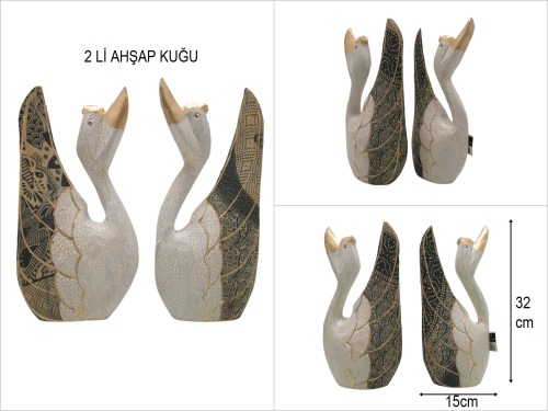 sd50961 ahşap 2 li kuğu - 