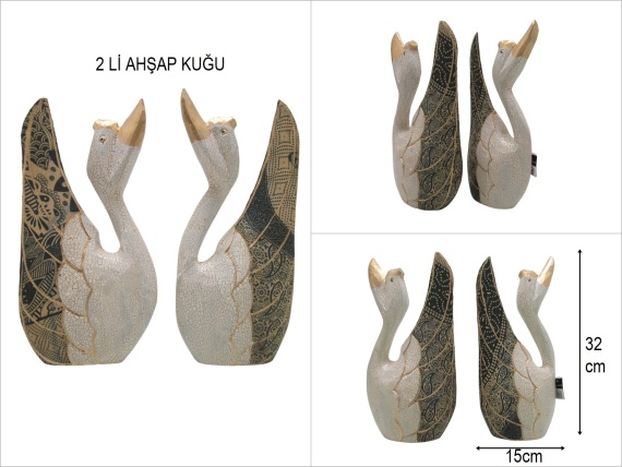 sd50961 ahşap 2 li kuğu - 1