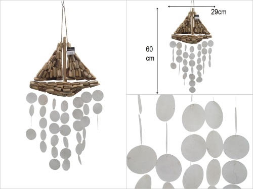 sd50994 ahşap gemili sedef rüzgar çanı - 