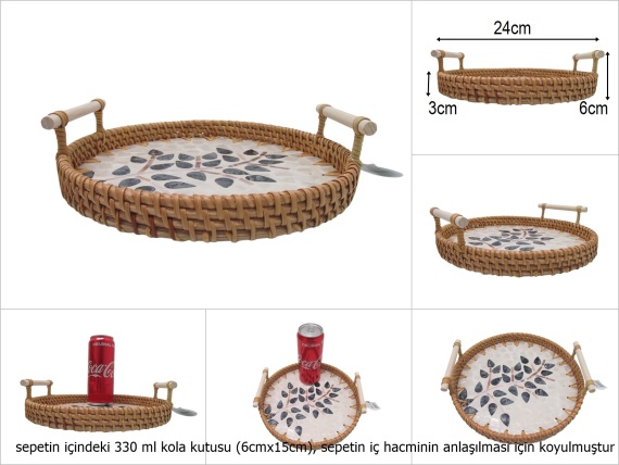 sd51004 no2 sedefli, yandan kulplu yuvarlak rattan sepet - 1