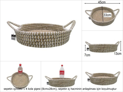 sd51035 no1 yandan saplı yuvarlak hasır sepet - 