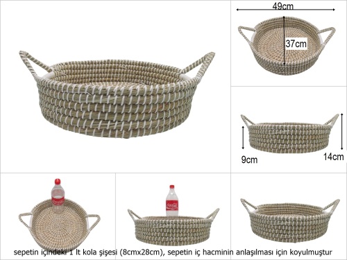 sd51036 no2 yandan saplı yuvarlak hasır sepet - 