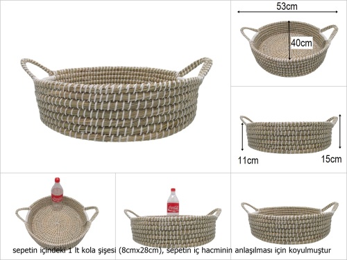 sd51037 no3 yandan saplı yuvarlak hasır sepet - 