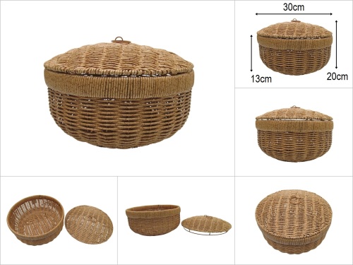 sd51043 no2 metal iskeletli kapaklı yuvarlak pvc sepet - 