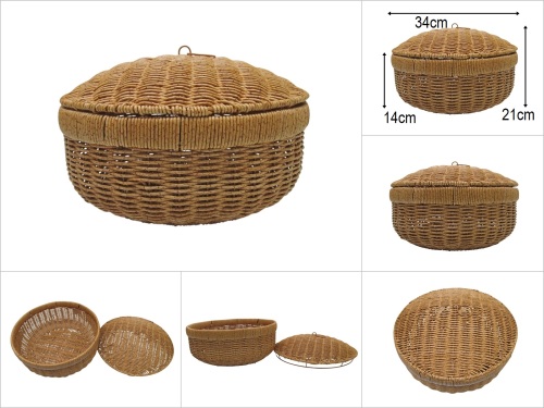 sd51044 no3 metal iskeletli kapaklı yuvarlak pvc sepet - 