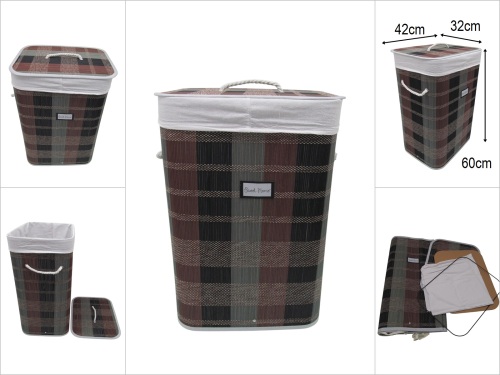 sd51079 katlanan renkli dikdörtgen bambu kapaklı sepet - 