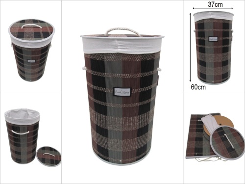 sd51080 katlanan renkli yuvarlak bambu kapaklı sepet - 