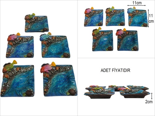 sd51125 dekoratif balıklı polyester küllük ASORTİ - 