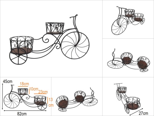 sd51159 ahşap dekorlu otantik ferforje bisiklet çiçeklik - 