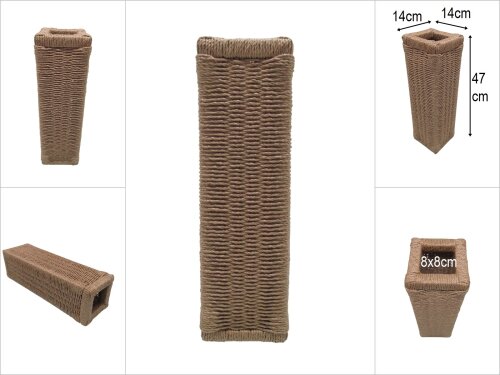 sd51166 ahşap iskelet kasa üzerine hasır görünümlü sentetik ip örülü vazo - 