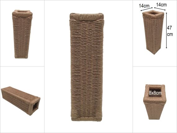 sd51166 ahşap iskelet kasa üzerine hasır görünümlü sentetik ip örülü vazo - 1