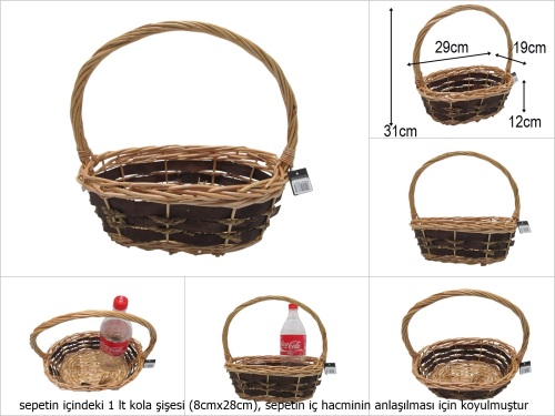 sd51168 dekoratif oval no1 üstten saplı söğüt sepet - 
