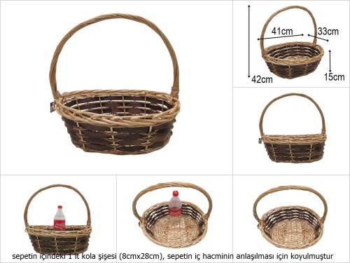 sd51170 dekoratif oval no3 üstten saplı söğüt sepet - 