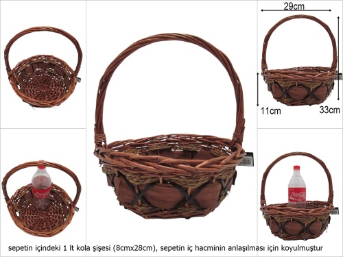 sd51172 dekoratif yuvarlak no2 üstten saplı kahverengi söğüt sepet - 