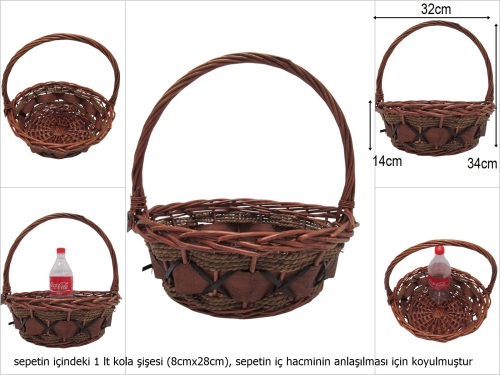 sd51173 dekoratif yuvarlak no3 üstten saplı kahverengi söğüt sepet - 