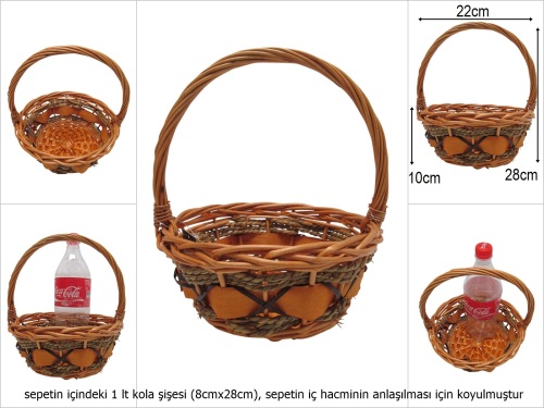 sd51174 dekoratif yuvarlak no1 üstten saplı söğüt sepet - 