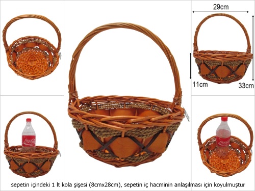 sd51175 dekoratif yuvarlak no2 üstten saplı söğüt sepet - 
