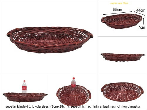 sd51178 dekoratif oval sığ söğüt ahşap kulplu teşhir sepeti - 