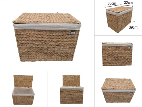 sd51181 dekoratif no2 kapaklı dikdörtgen derin hasır sepet - 